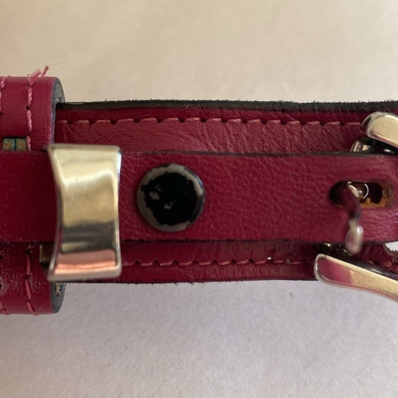 Justin Magenta Pink skinny belt cowgirl Western snap off buckle Leather Size 32 - Picture 4 of 12